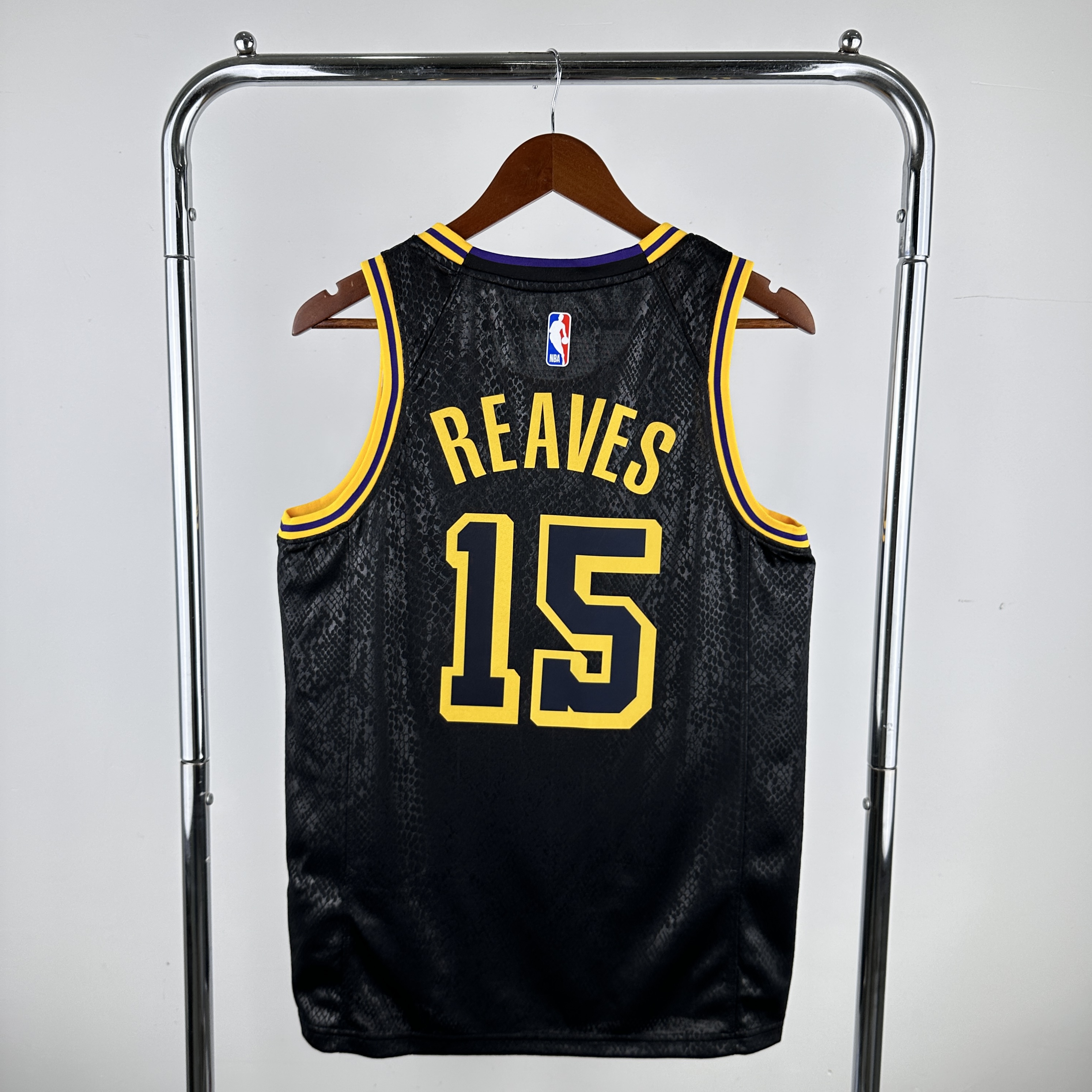 Men Los Angeles Lakers #15 Reaves Stitched Black Nike NBA 2024 Jersey